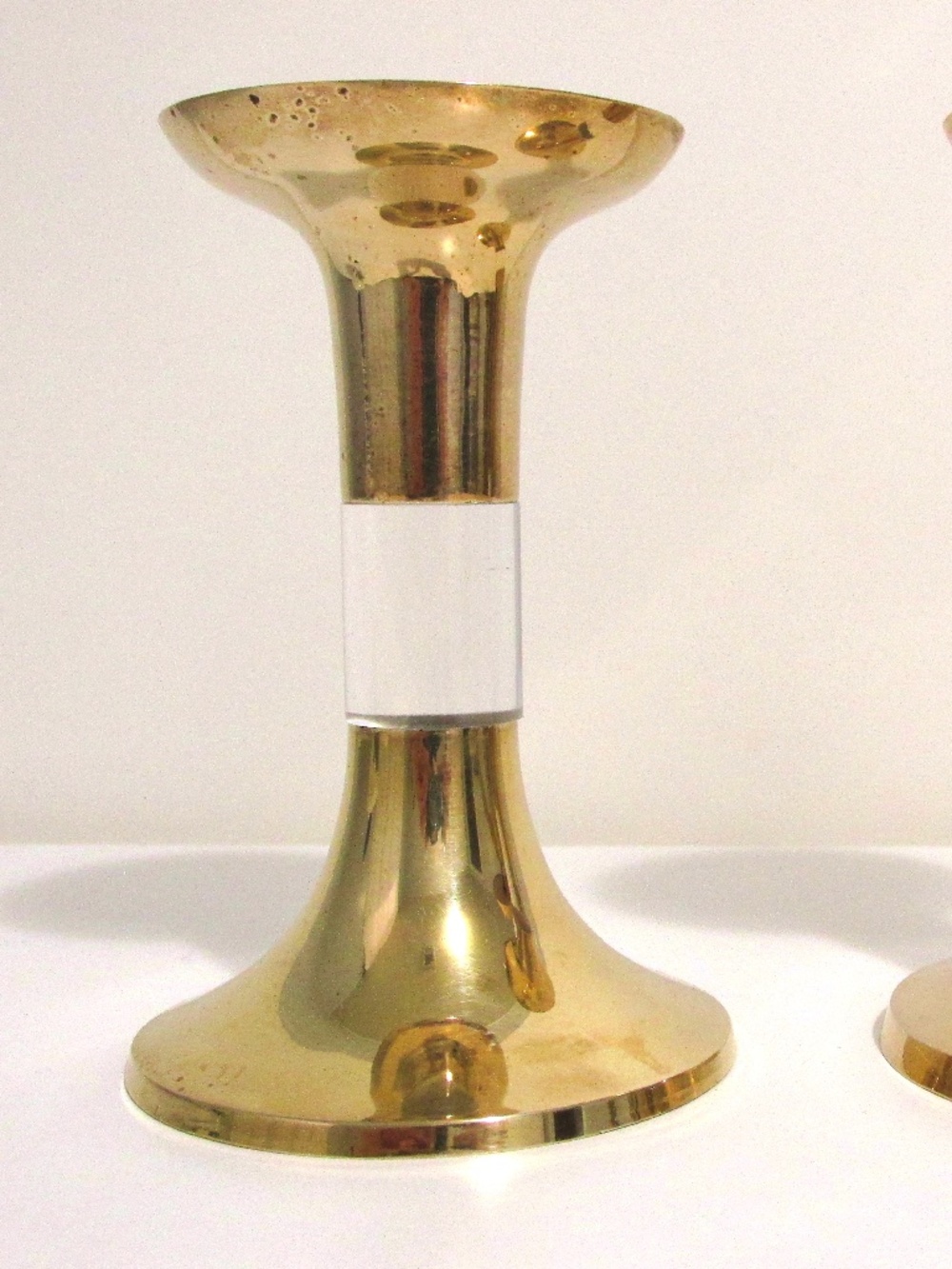 Pair of Vintage Brass&Acrylic Candle Holders
